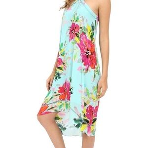 Trina Turk Kairo Watercolor Hibiscus Crepe dress